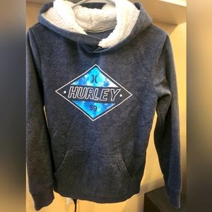Hurley sweater fur hoodie in dark navy in size L kids